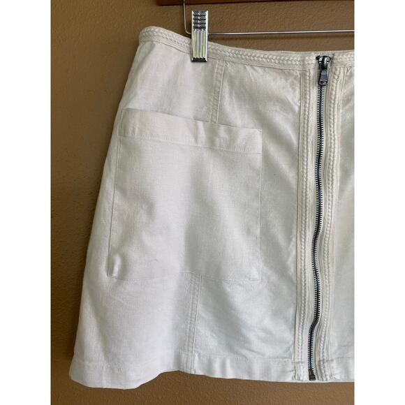 Urban Outfitters skirt Linen Blend Zip Front MIni with Pockets size large - Picture 3 of 8